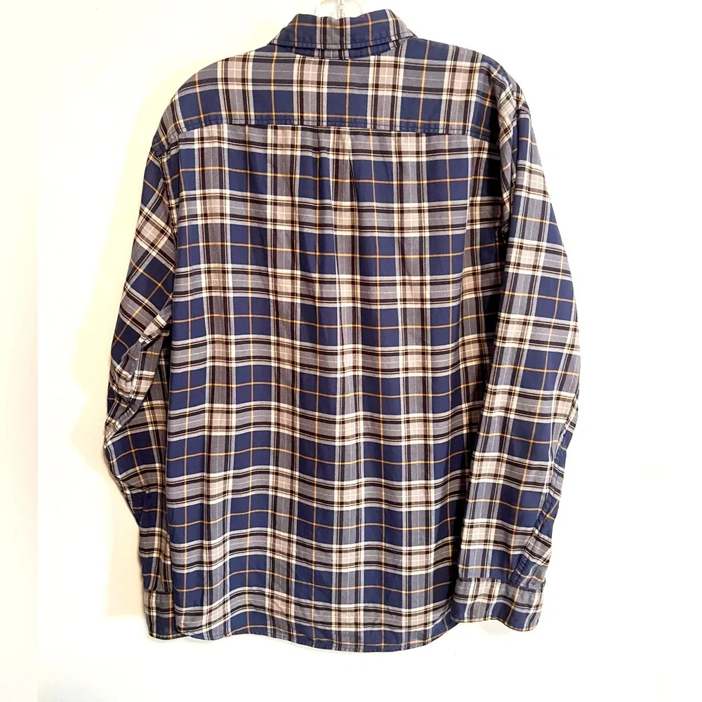 J. Crew Men’s Cotton Plaid Button Down Long Sleeved Shirt Blue/White Size Large